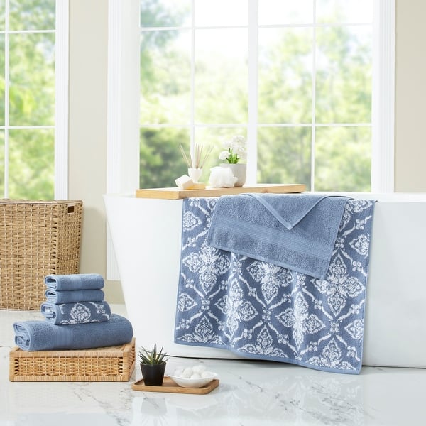 Modern Threads Amaris 6-Piece Yarn Dyed 100-Percent Cotton Towel Set - Denim