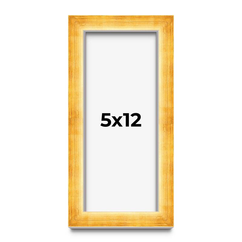 5x12 IN Shadow Box Frame Gold | 1.625 Inches Deep Real Wood