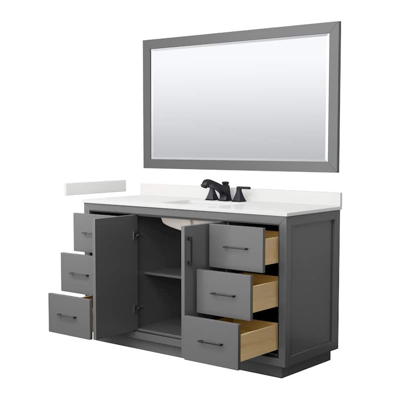 Icon 60-inch Single Vanity, Quartz Top, 58-inch Mirror