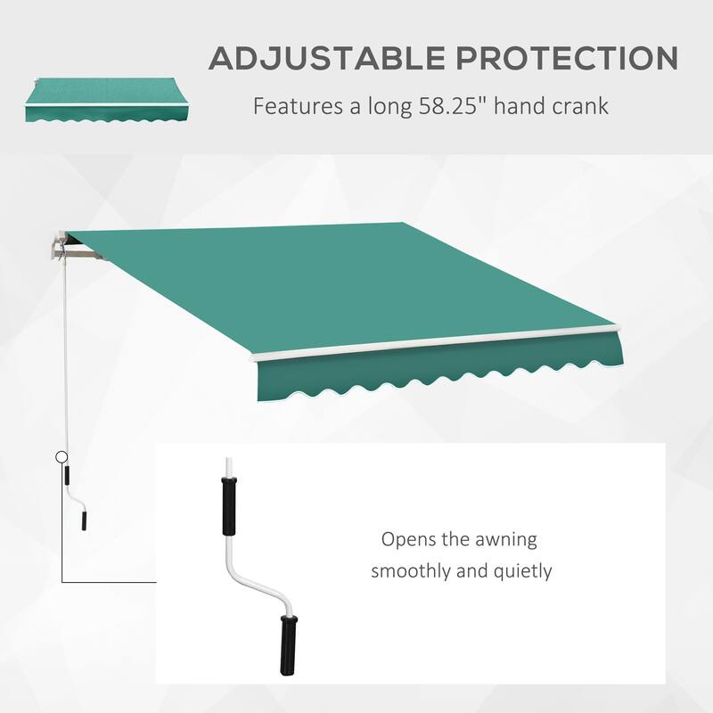 Manual Retractable Patio Awning with Adjustable Sunshade for Multi-Surface Installation