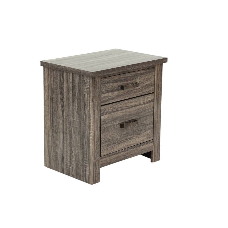 Natural Finish Wooden Nightstand, 2 Drawers, Storage, Bedroom Furniture Essential