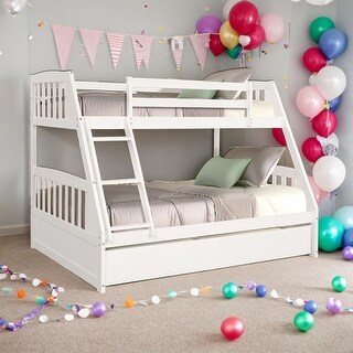 Solid Wood Twin Over Full Bunk Bed with Two Storage Drawers - Bed Bath ...