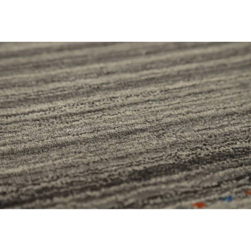 Hand Knotted Oriental 100% Wool Carpet Tribal Tribal Greys & Charcoal Gabbeh Area Rug - 7' 8'' X 5' 0''