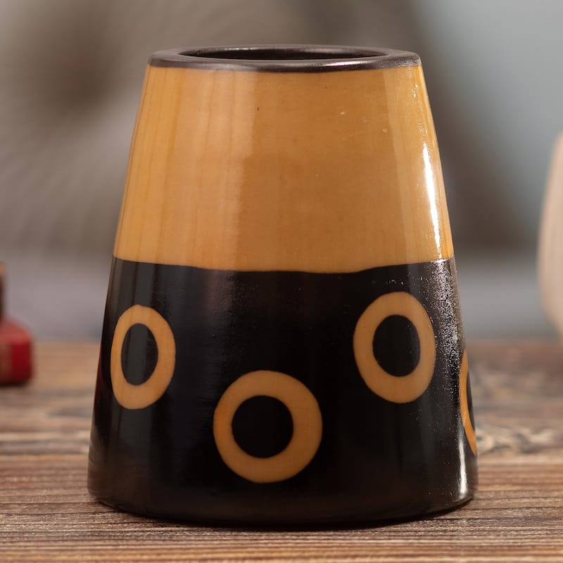 Novica Handmade Tubular Ceremony Ceramic Decorative Vase
