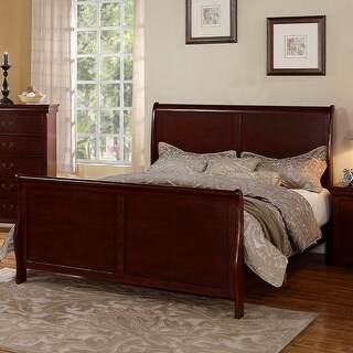 Sleigh Wood Bed in Cherry Finish - Bed Bath & Beyond - 33810276