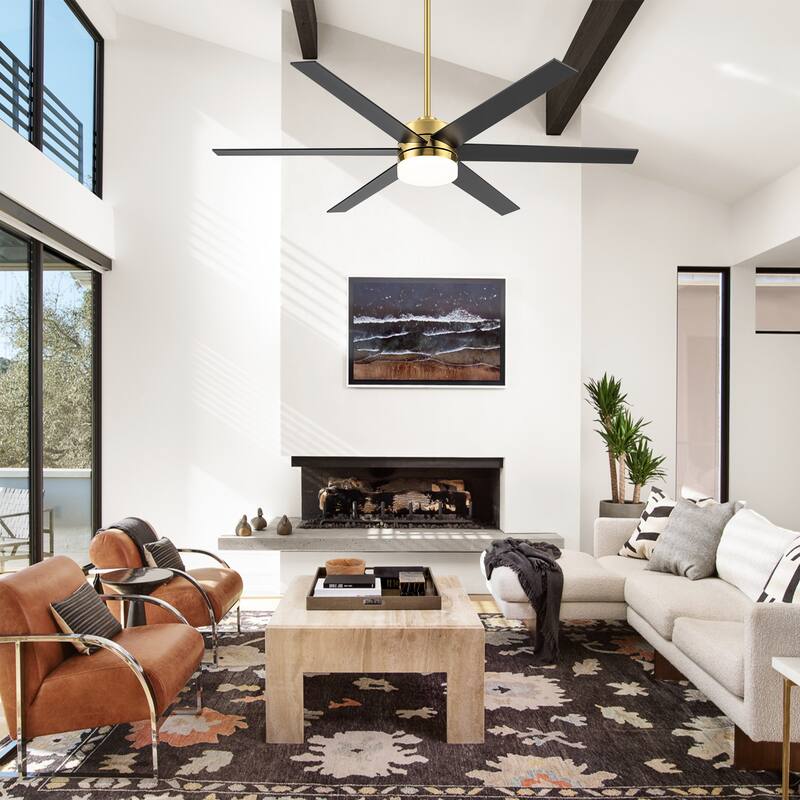 65 in. Integrated LED Indoor Gold/Black ceiling Fans with Light and Remote Control Included