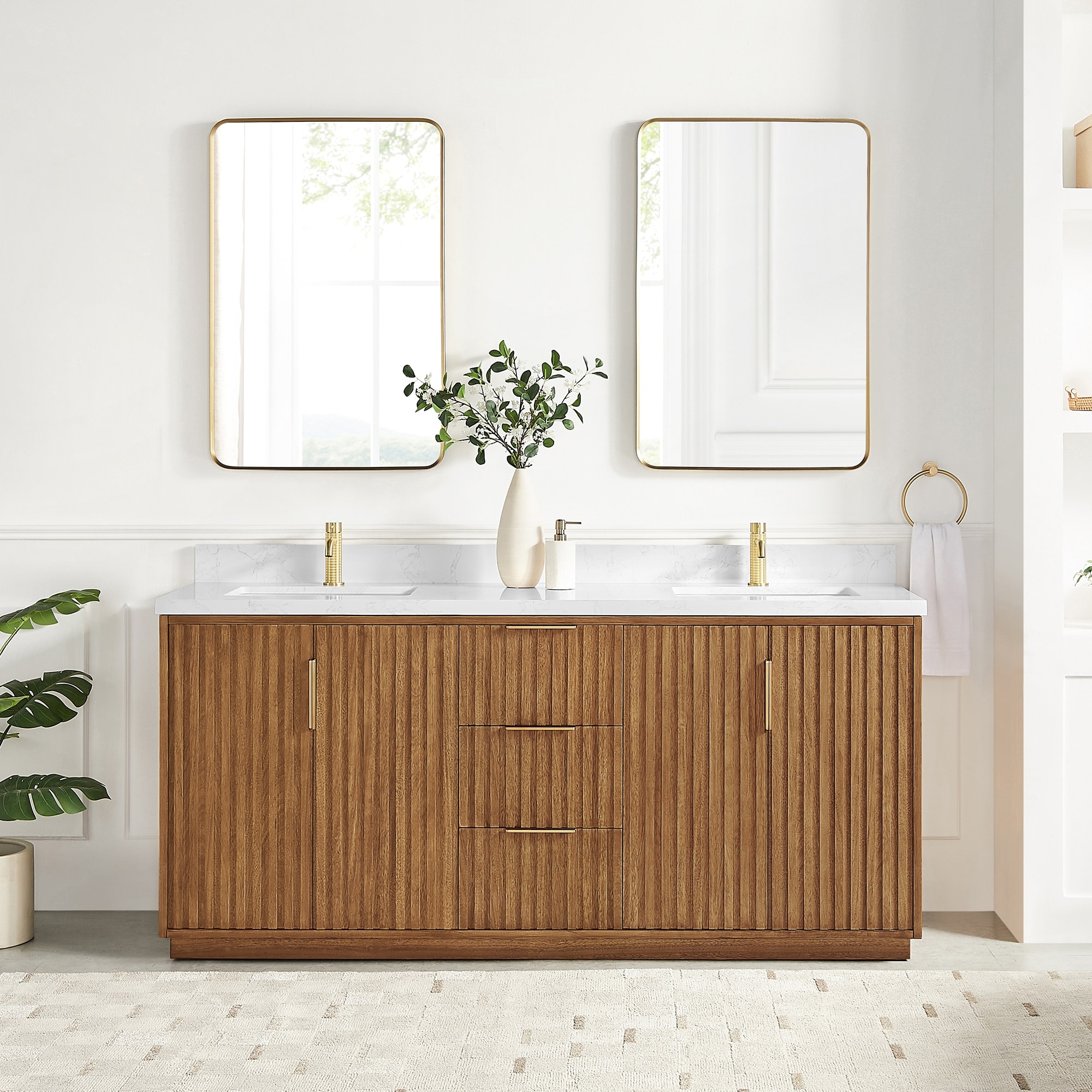 Bangkok Bath Vanity with White Grain Stone Top, no Mirror