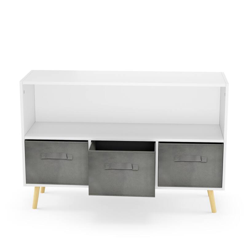 Kids bookcase,Book Display,Toy Storage Cabinet with Collapsible Fabric Drawers