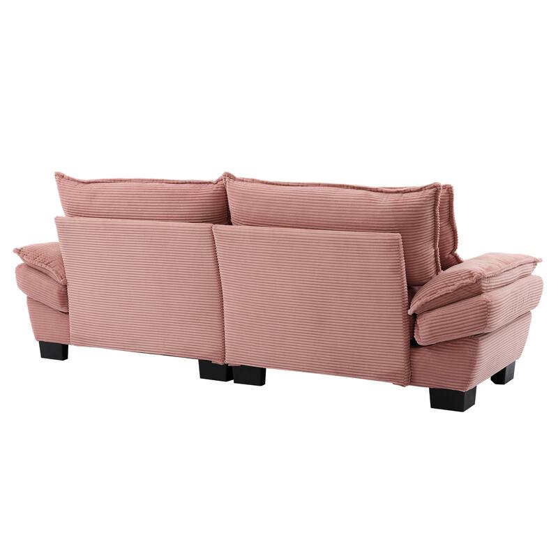 Corduroy Upholstered Loveseat Sofa, 2 Seater Sofa with Pillows, Deep Seat Sectional Sofa with Removable Cushions