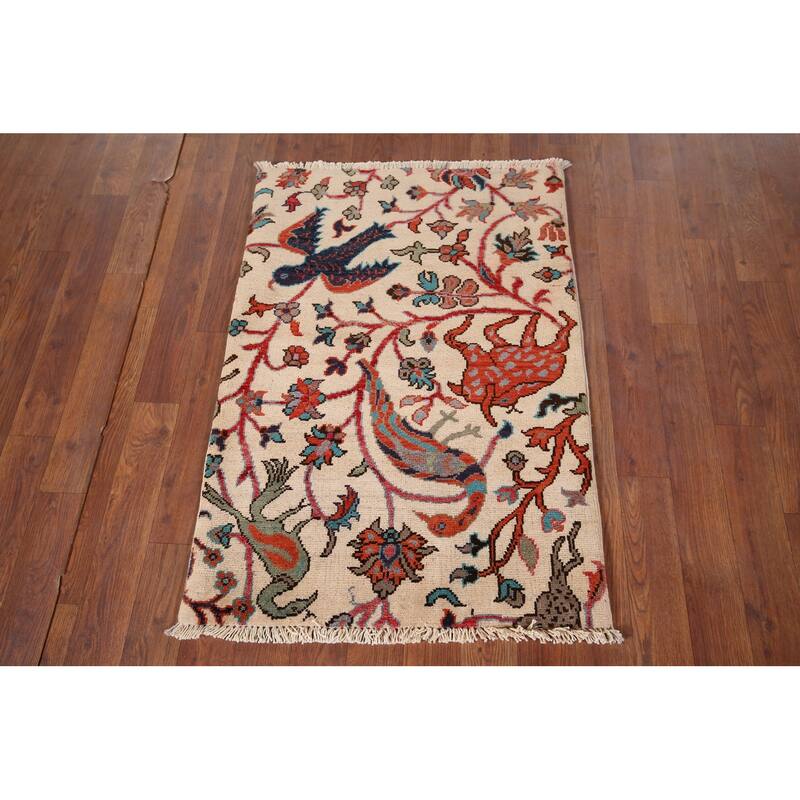 Animals Design Ziegler Foyer Rug Hand-Knotted Oriental Wool Carpet - 2'1" x 3'1"