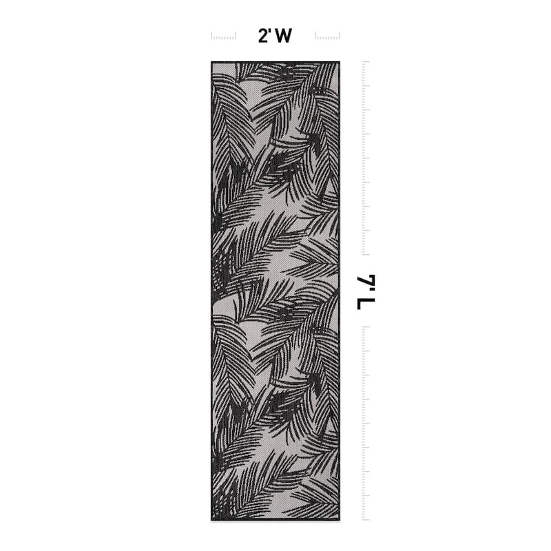 World Rug Gallery Contemporary Distressed Leaves Textured Flat Weave Indoor/Outdoor Area Rug