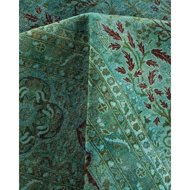 Overdyed, One-of-a-Kind Hand-Knotted Area Rug - Blue - 12' 3" x 17' 7"