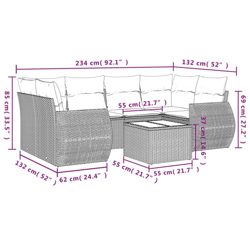 vidaXL Garden Sofa Set - 21.7 x 21.7 x 14.6