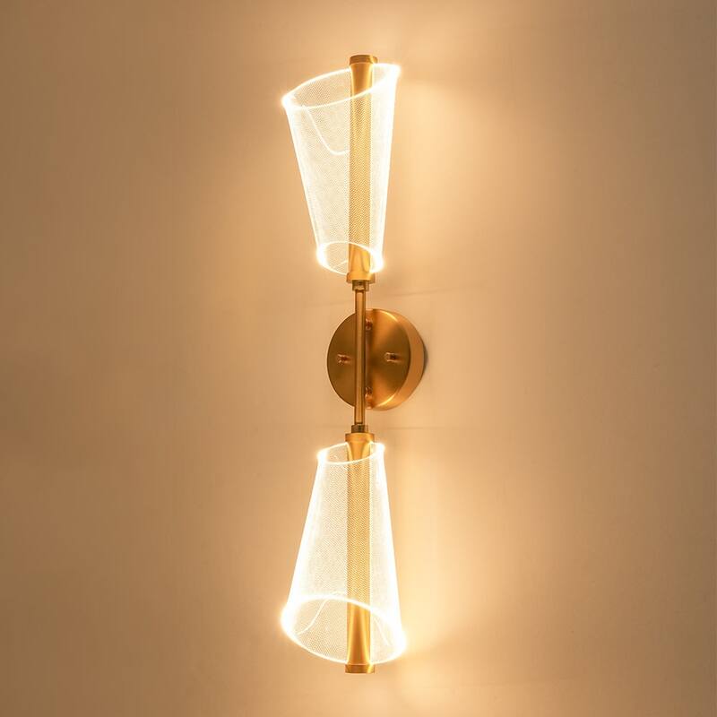 Modern Dimmable LED 2-Light Clear Acrylic Cone Vanity Wall Lamp