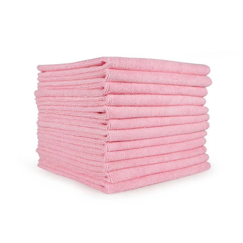 Arkwright Microfiber 12-Piece Cleaning Cloths - 12x12 - Pink