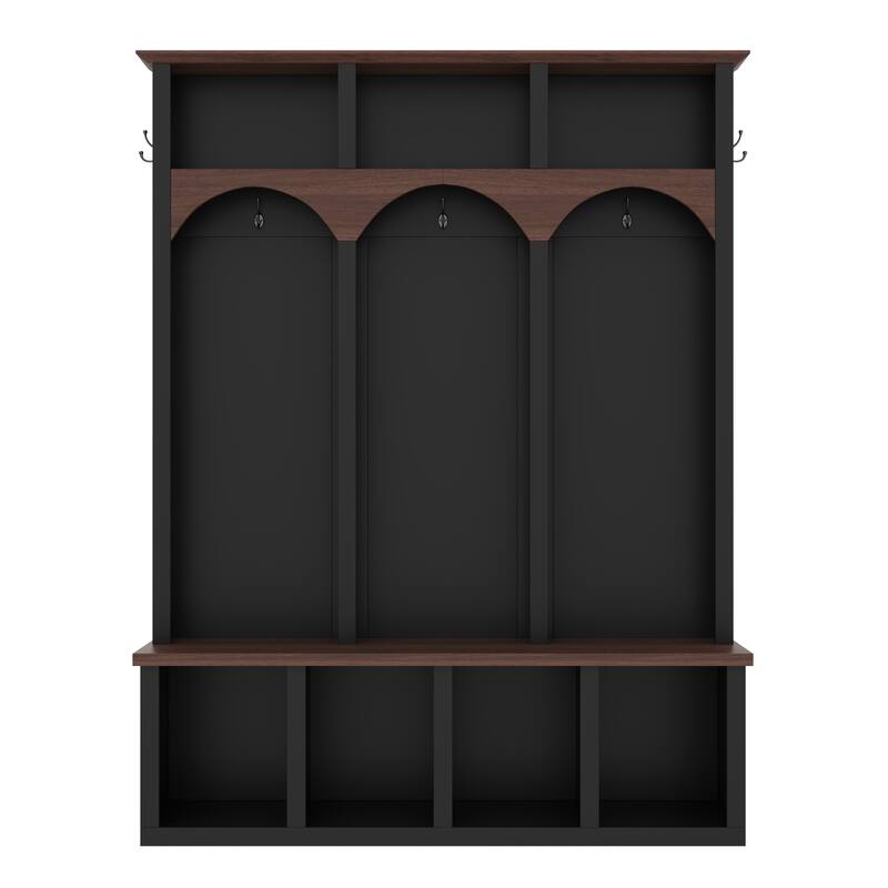 Farmhouse Arched Hall Tree with Storage Bench & Shoe Cabinet