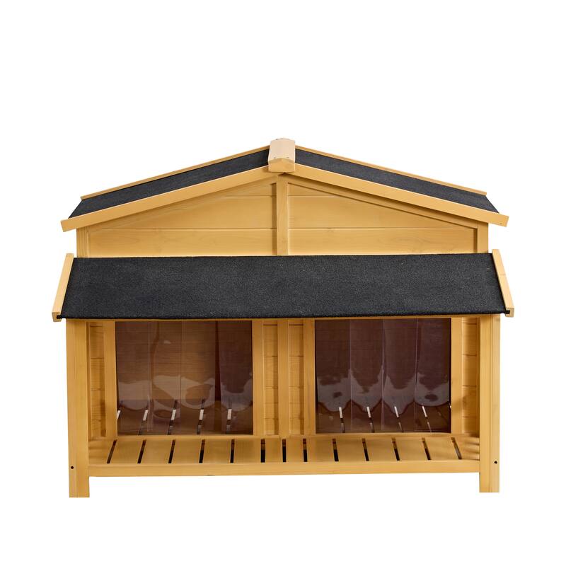 Wooden Waterproof Dog Cage Kennel with Porch & 2 Doors