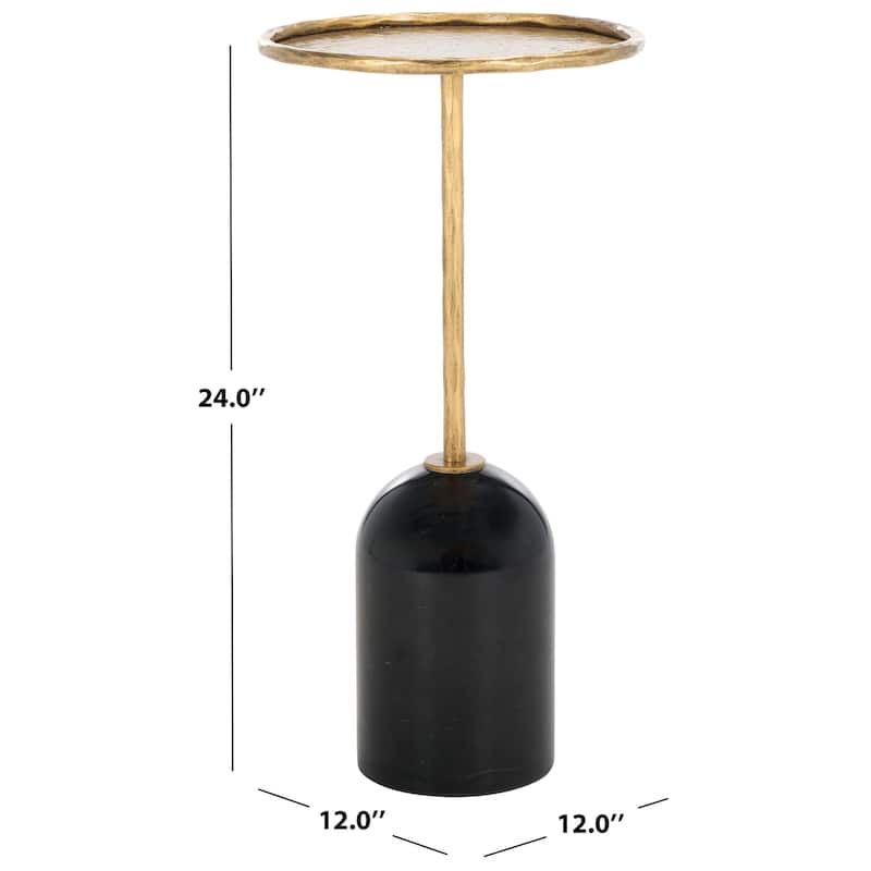 SAFAVIEH Couture Tanyarose Metal & Marble Drink Table - 12"W x 12"D x 24"H