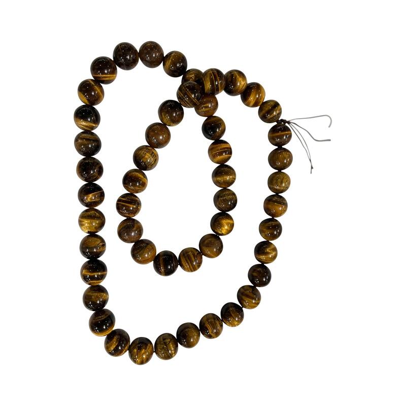 Artissance 20"L Round Brown Stone Tiger Eye Beads, Jewelry Making, Home Accent Decor