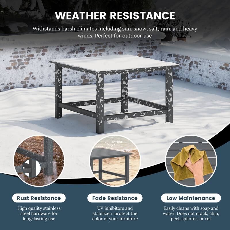 Laguna Outdoor 5-Piece Adirondack Chair With Square Coffee Table Conversation Set