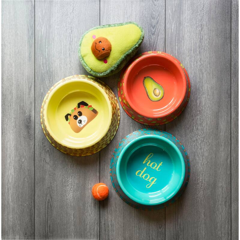 Abode Homewares Fun Food Melamine Avocado Pet Bowl - Coral - Set of 2