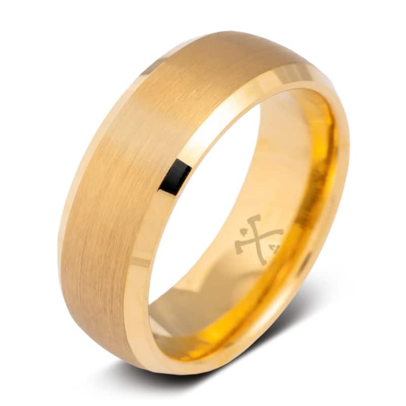 Manly Bands THE CEO Tungsten Yellow Gold Plated 8mm Satin Band