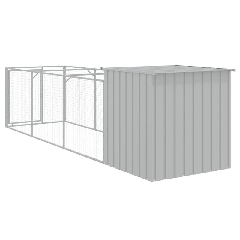 vidaXL Dog House with Run Anthracite/Light Gray multisize Galvanized Steel