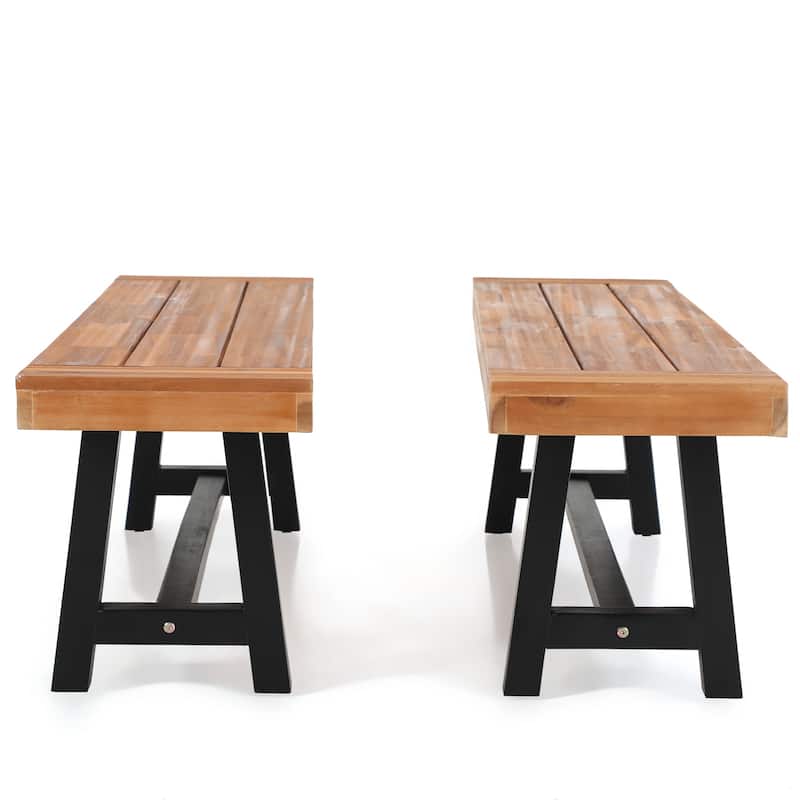 MAISON ARTS 2-Piece Wooden Garden Benches, 2 Wooden Benches