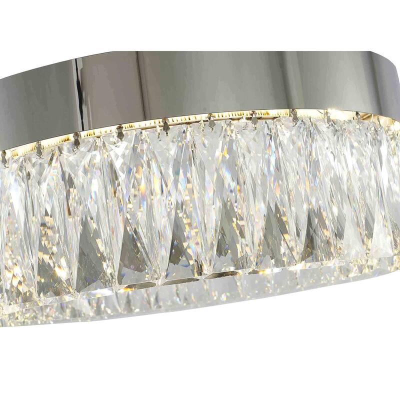 1-Light Chrome LED Chandelier With Clear Crystal Accents