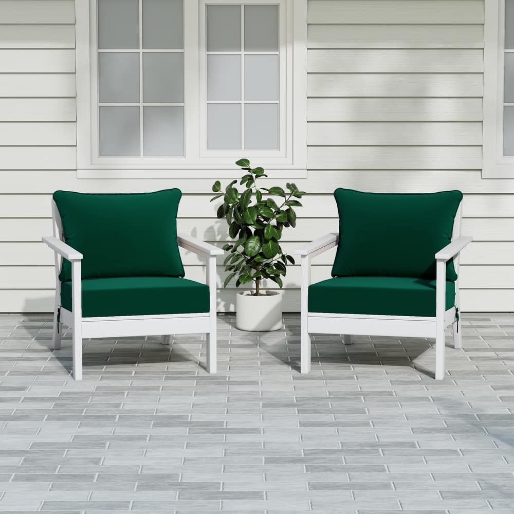 Birchwood All Weather HDPE Outdoor Patio White Deep Seating Conversation Set With Cushions (2-Piece)