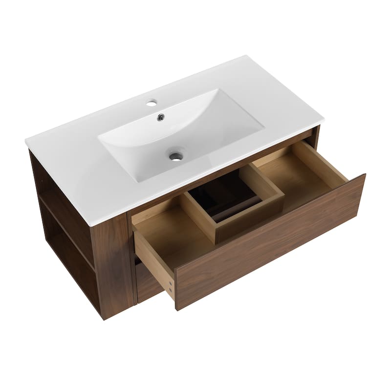 Bathroom Vanity With Sink In 30/36 Inch, Floating Bathroom Vanity With Soft Close Drawers and adjustable shelves