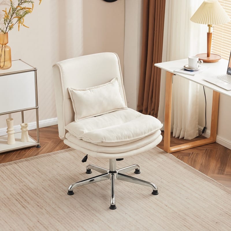Upholstered Armless Polyester Fiber Task Office Chair