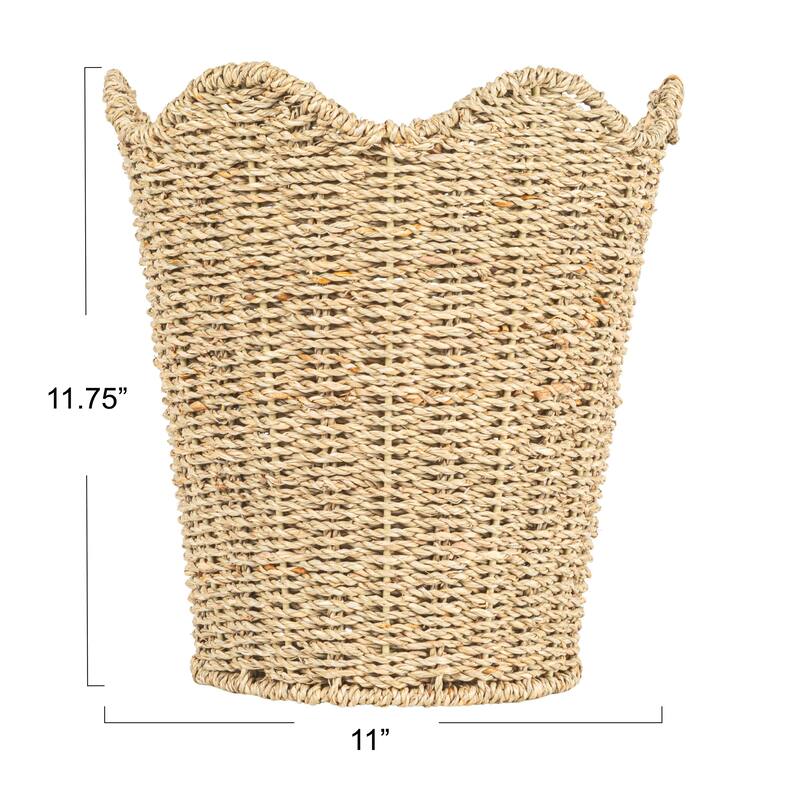 Woven Wastebin with Scalloped Edge