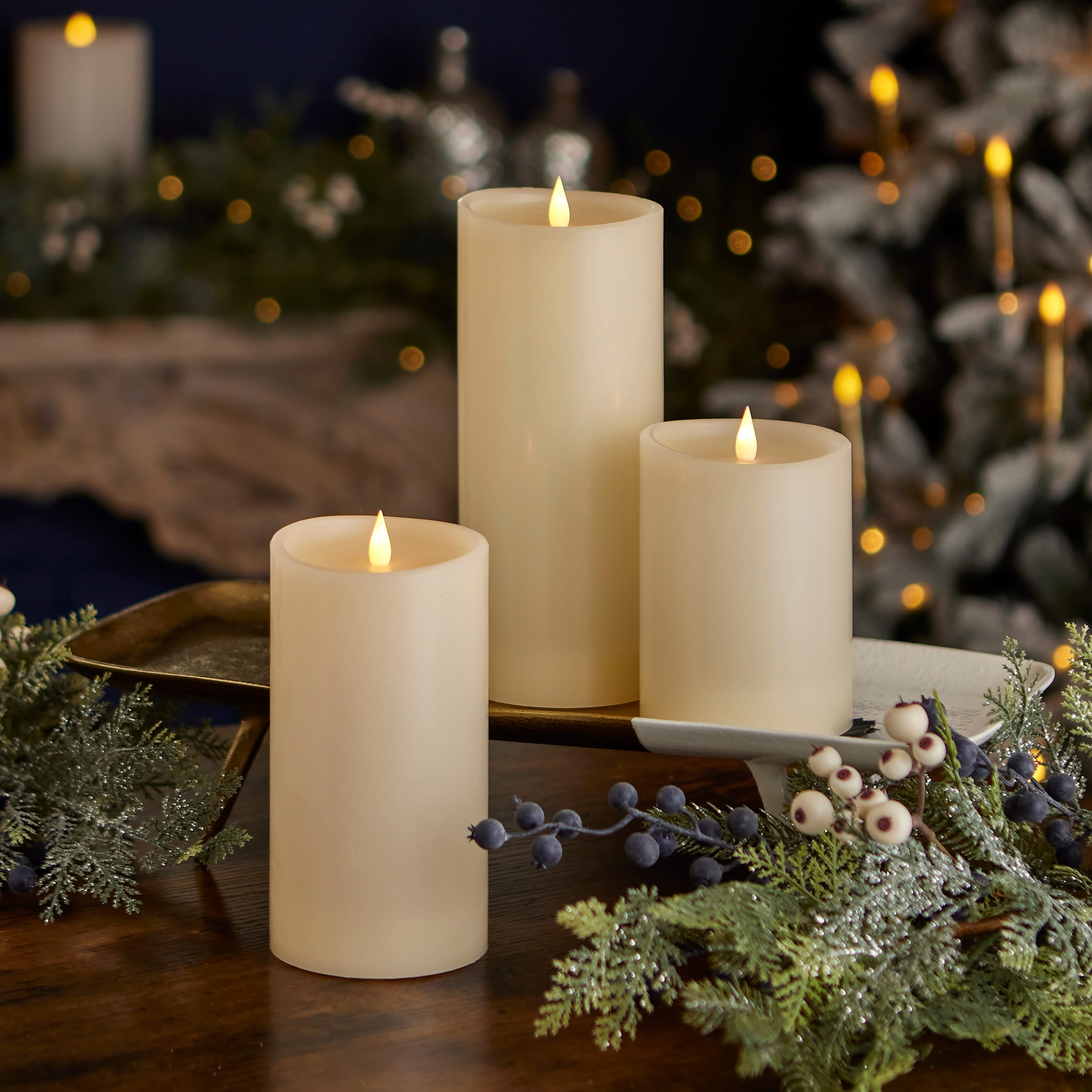 Classic Motion Flameless Candle 3pc Set - 4x6, 4x8, 4x10 Ivory