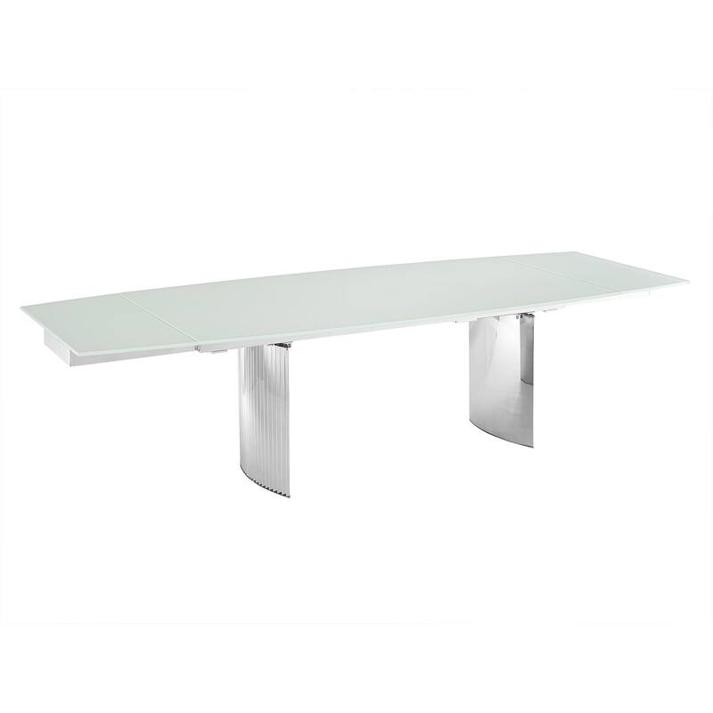 Allegra Manual Dining Table with Stainless Steel Base and Clear Top