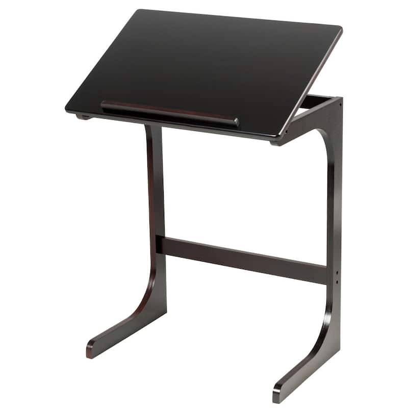 Wicker Side Table for Sofas with Adjustable Tilting Top - 23.5" x 16" x 27.5" (L x W x H) - Brown