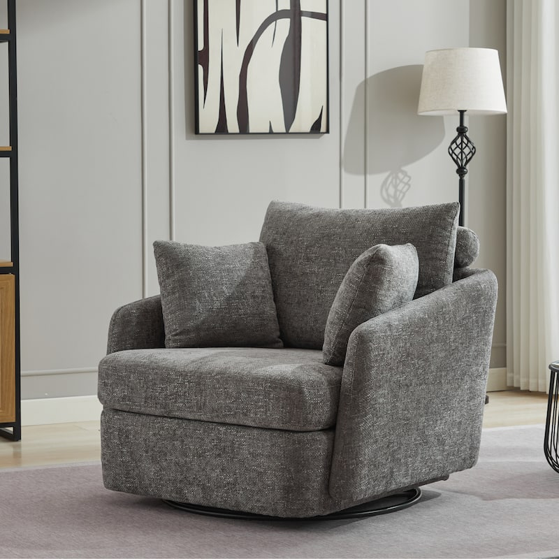 40.6" W Upholstered Swivel Accent Sofa Chair With Pillows
