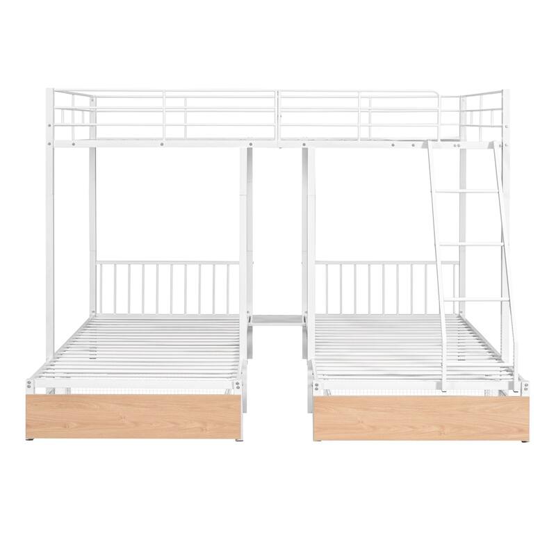 Merax Metal Triple Bunk Bed with Drawers