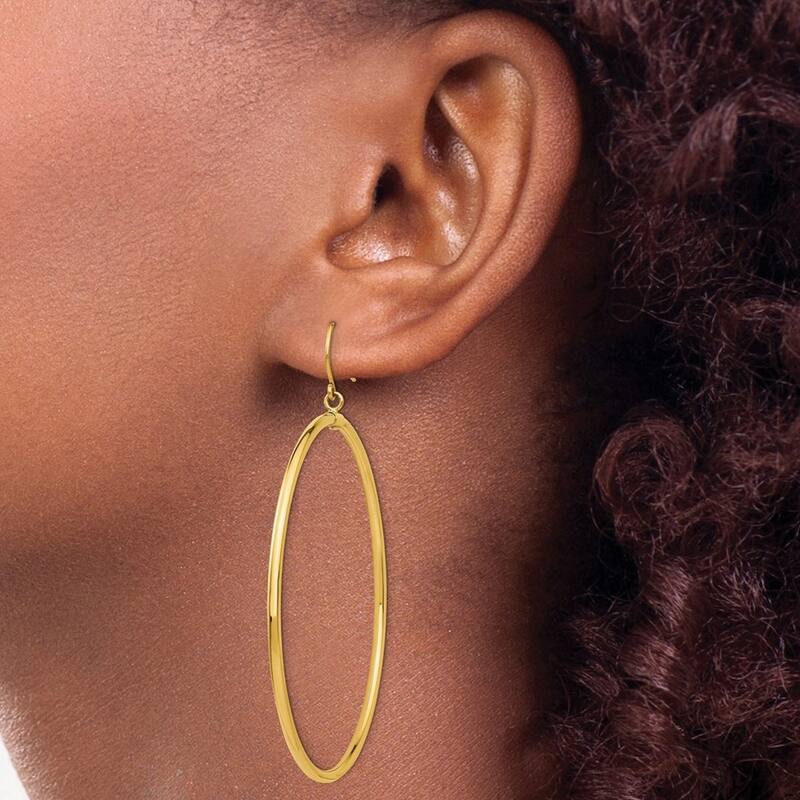 Curata 14k Yellow Gold 50x2mm Open Circle Drop Dangle Earrings