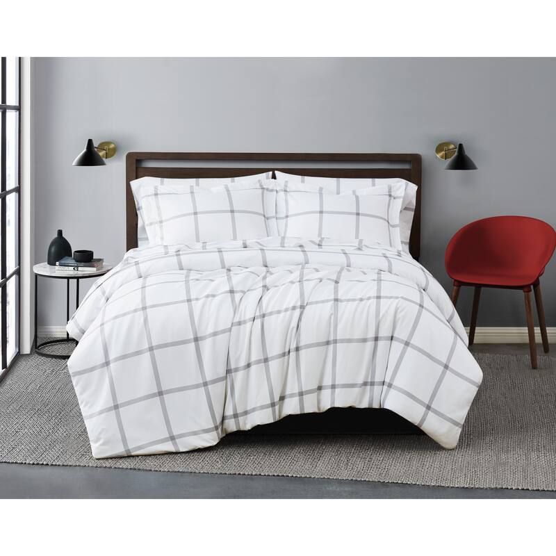 Truly Soft Printed Windowpane 3 Piece Comforter Set