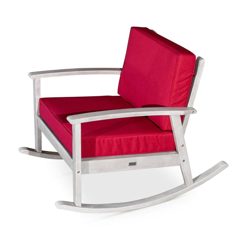Eucalyptus Rocking Chair with Cushions, Silver Gray Finish