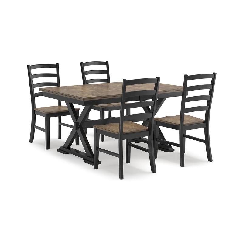 Signature Design by Ashley Wildenauer Black/Brown Dining Table and 4 Chairs