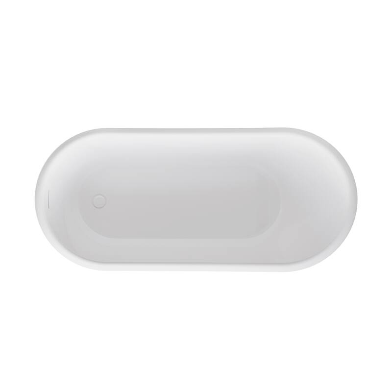 66'' W,68 GALLONS Freestanding Acrylic Soaking Bathtub With Drain And Overflow Holes