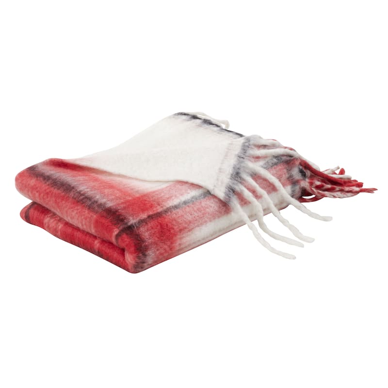 Throw Blanket With Plaid Design