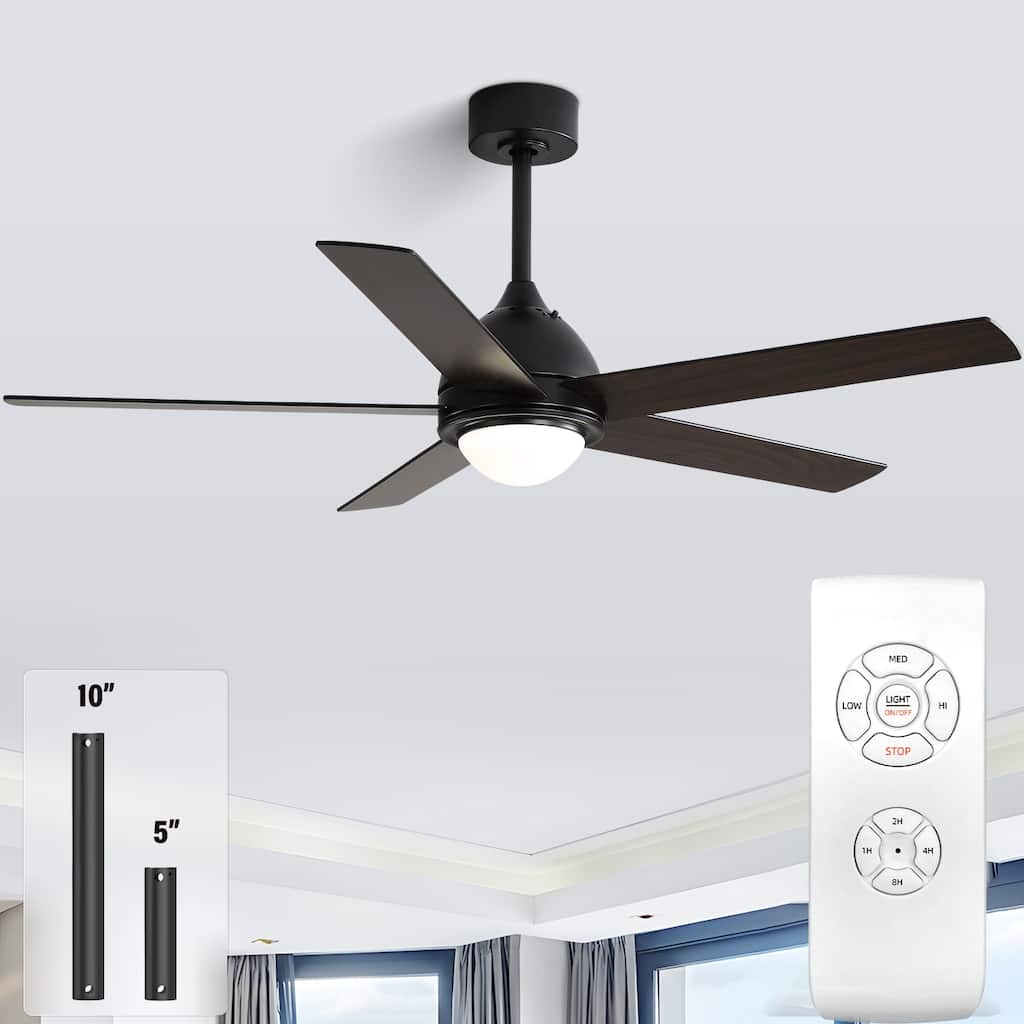 52" Plywood Ceiling Fan with Light and Remote Reversible Quiet AC Motor Dimmable LED Dual Color Blade