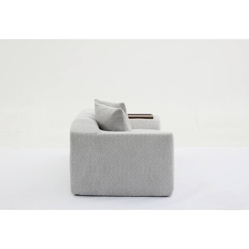 Boucle Sofa Set: 3 Seater, 2 Seater, and End Table for Living Rooms
