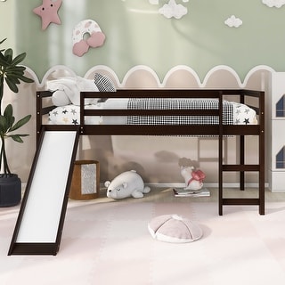 Multifunctional Design Loft Bed with Slide, Ladder and Guardrails,Twin Size