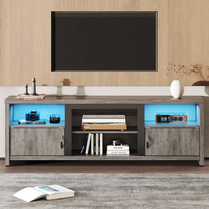70" TV Stand Modern Entertaintment Center TV Console for 75" TVs with LED Lights - 71 inches