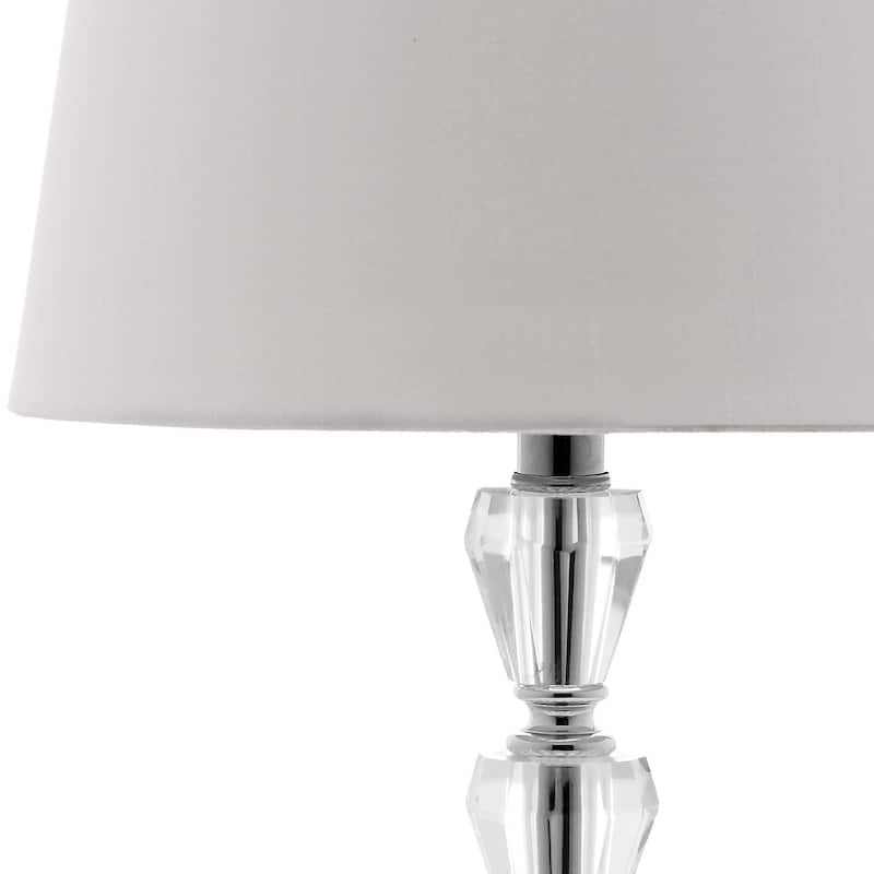 SAFAVIEH Lighting Mellissa 16-inch White Shade Tiered Crystal Orb Table Lamp (Set of 2) - 9"x9"x16" - 9Wx9Dx16H