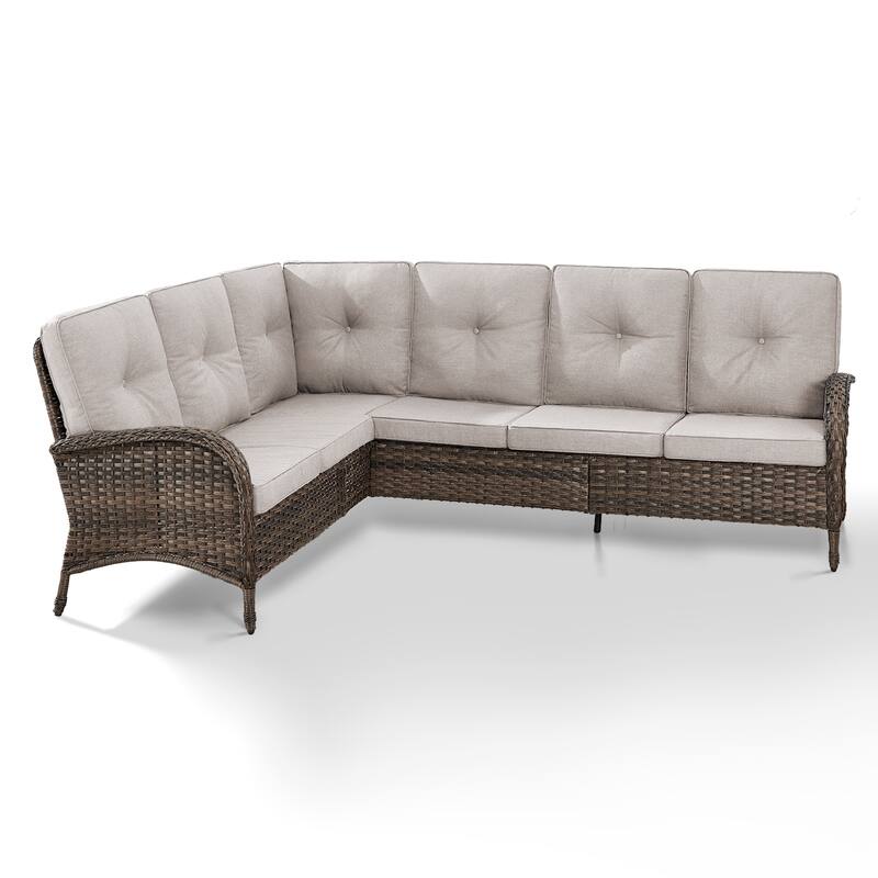 Gymojoy L-Shaped Outdoor Sectional Sofa Set, PE Wicker Couch with Water-Resistant Olefin Cushions